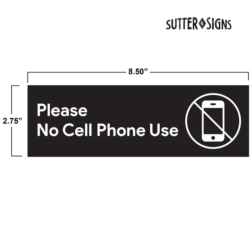 Sutter Signs 2pcs No Cell Phone Use Sign Stickers | No Phone Zone Sign, Please Silence Your Cell Phone | Signage for Classroom, Appointment Waiting Room, Wedding, Medical Office, Customer Service, Restroom - Image 2